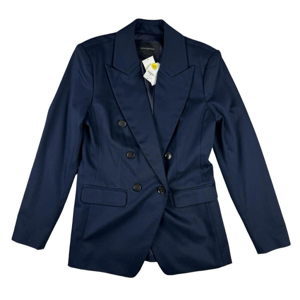 Banana Republic Icon Double-Breasted Blazer Jacket Navy Size 4 US